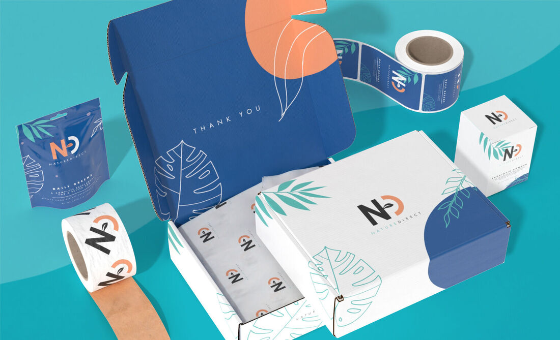 Custom branded packaging for Naturedirect products