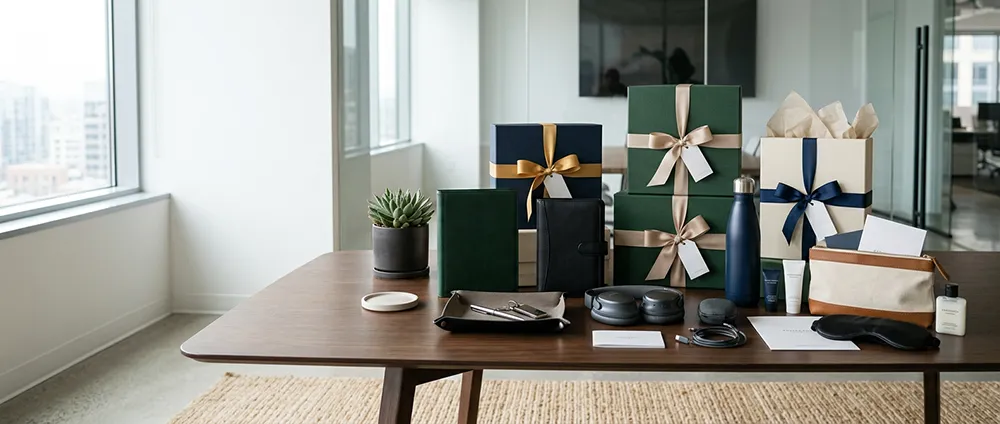 What Is Promotional Merchandise – Branded Promotional Products Display Corporate gift ideas for global retail brands with premium gift boxes and branded accessories